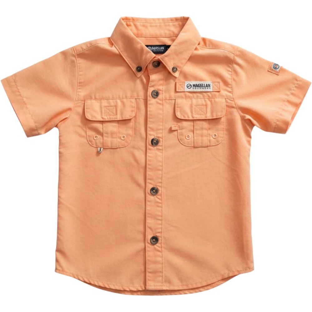 Magellan Outdoors Fish Gear Peach Orange Short Sleeve Shirt Boys 2T Relaxed Fit